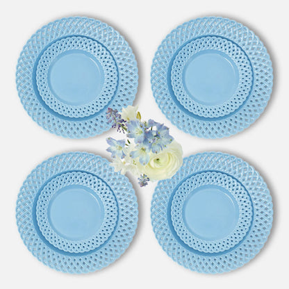 Blue Basketweave Dinner & Starter Plates (Set of 8)