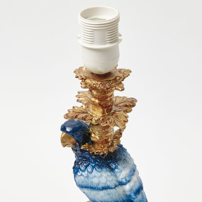 Blue Parrot Lamp with Cream Ruffle Shade (30cm)