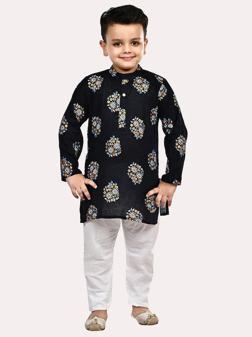 Boys Black Cotton Kurta set