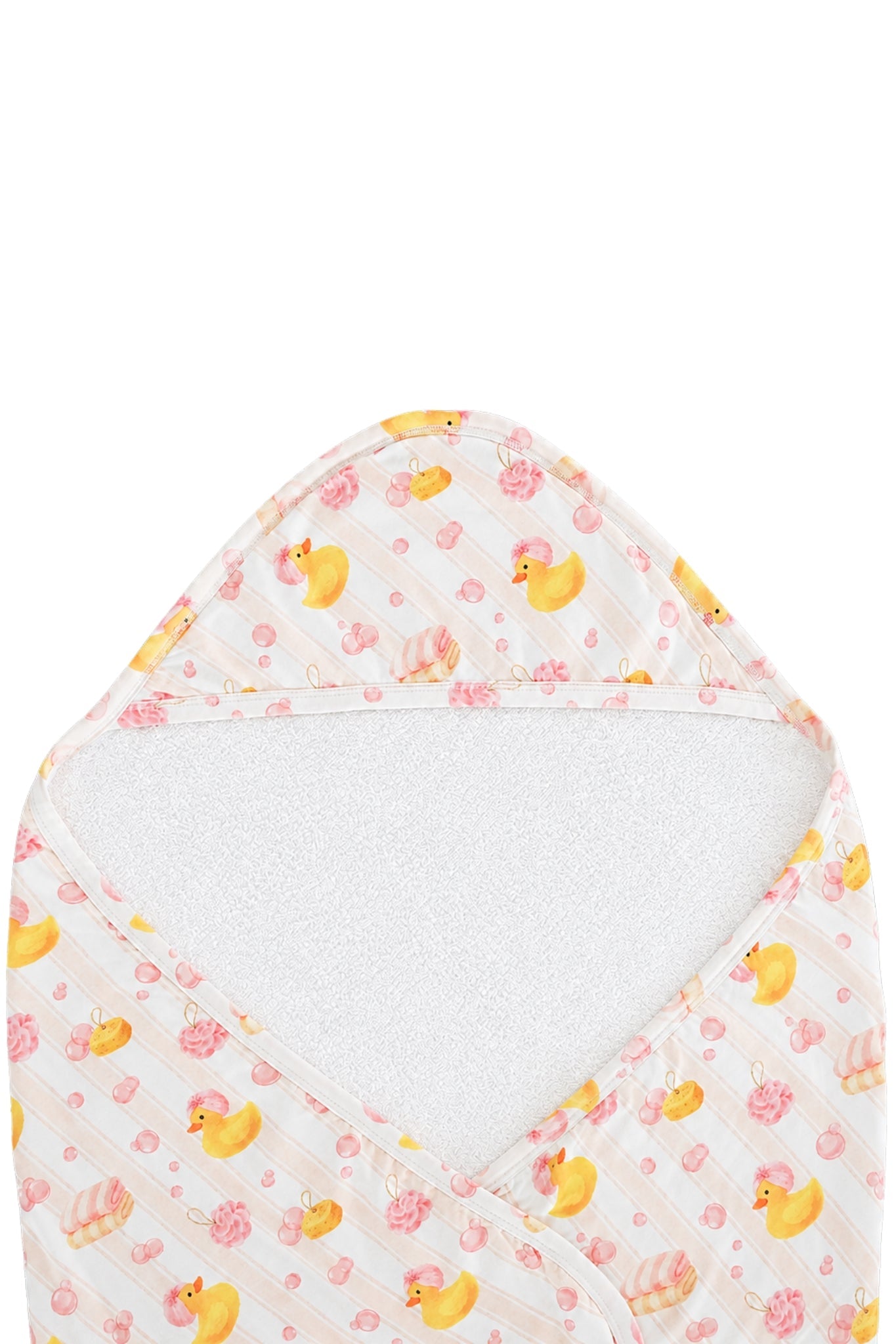 Embroidered Bamboo Hooded Towel | Bubble Duckies Pink