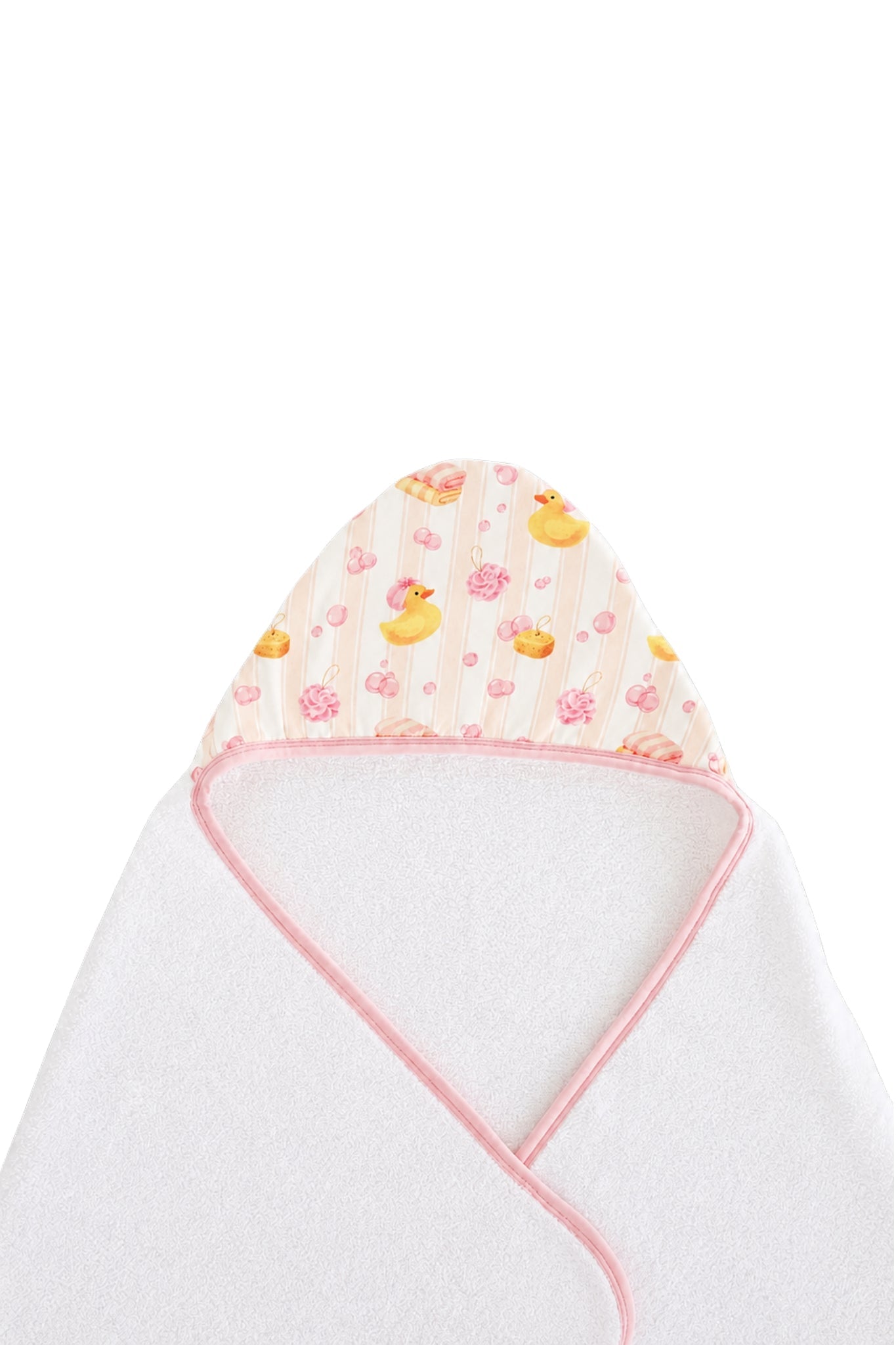 Embroidered Bamboo Hooded Towel | Bubble Duckies Pink