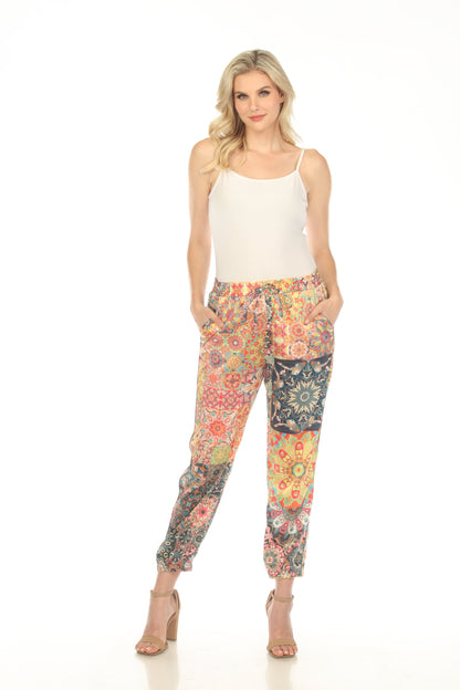 Johnny Was Kaleida Elsie Silk Blend Pull On Jogger Pants Boho Chic C61923A1