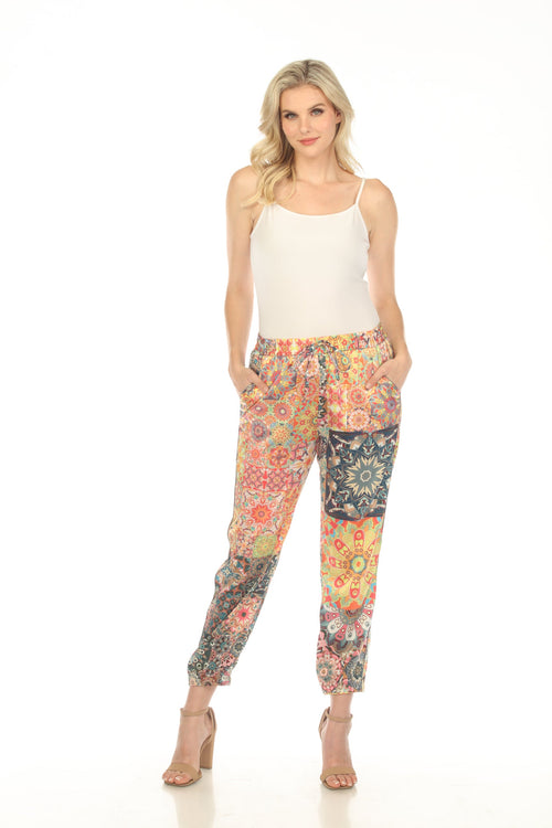 Johnny Was Kaleida Elsie Silk Blend Pull On Jogger Pants Boho Chic C61923A1