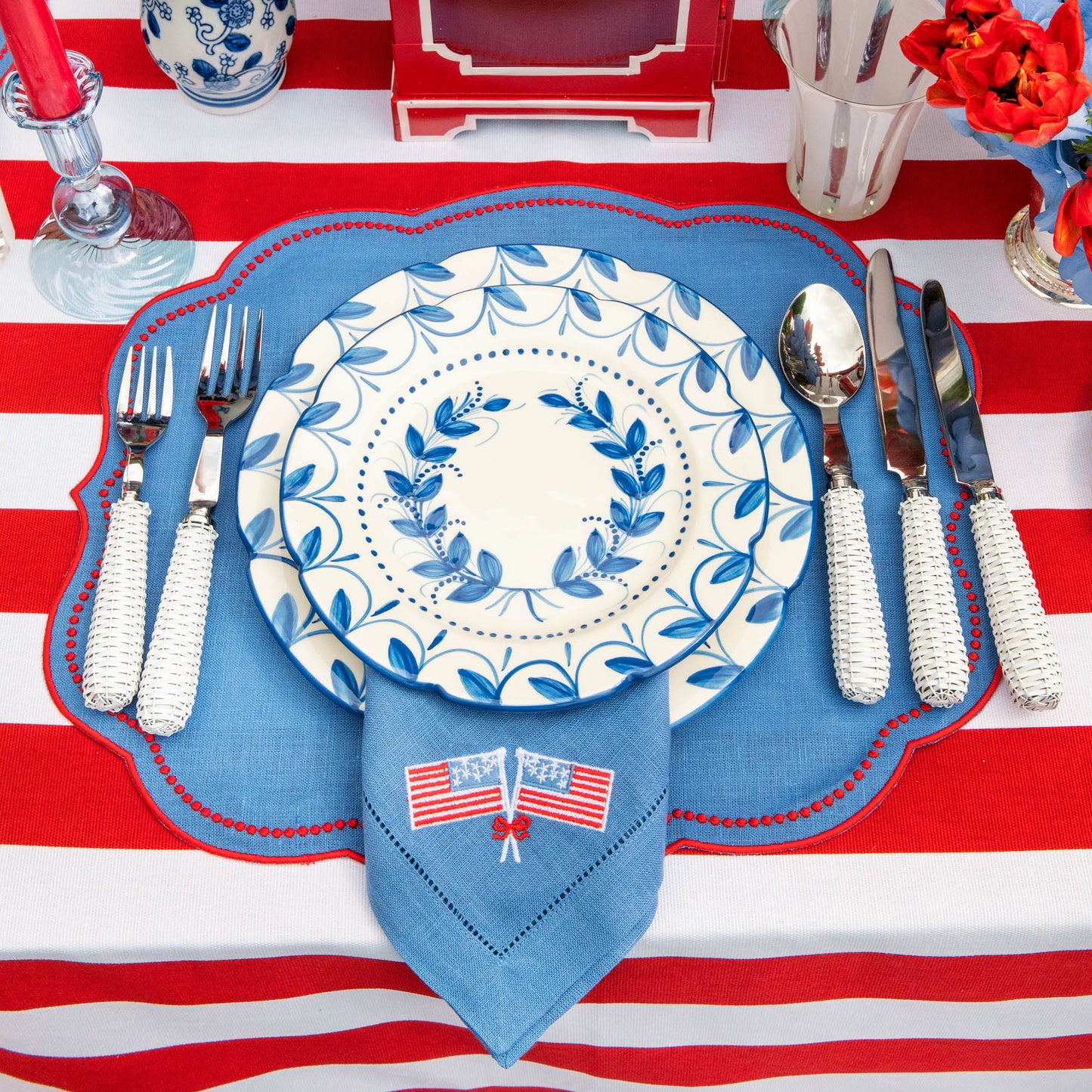 Blue & Red Eloise Placemats (Set of 4)