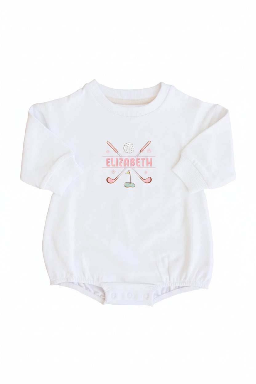 Personalized Country Club Cuties Graphic Sweatshirt Bubble Romper | White
