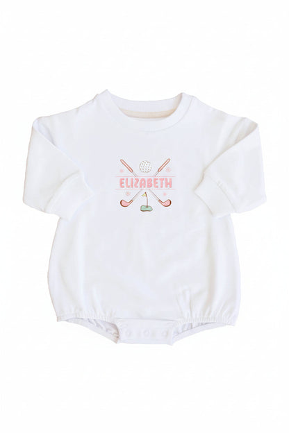 Personalized Country Club Cuties Graphic Sweatshirt Bubble Romper | White