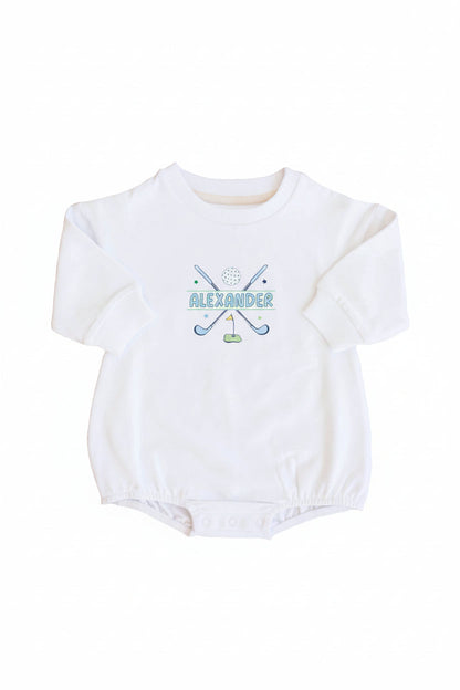 Personalized Country Club Cuties Graphic Sweatshirt Bubble Romper | White