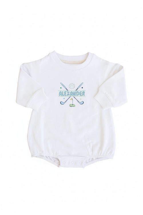 Personalized Country Club Cuties Graphic Sweatshirt Bubble Romper | White