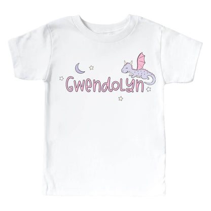 Personalized Dragon Adventure Pink Graphic Bodysuit & Kids Tee | White