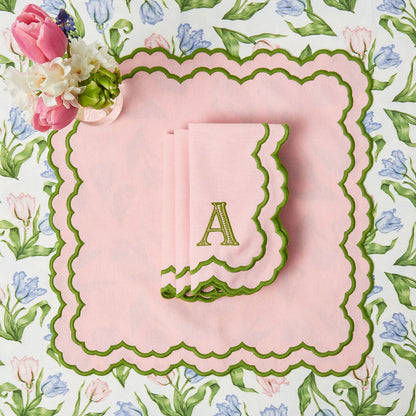 Pink & Green Lily Napkins (Set of 4)