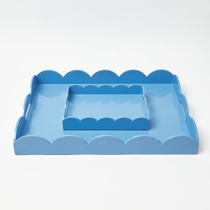 Blue Small Scalloped Lacquer Tray