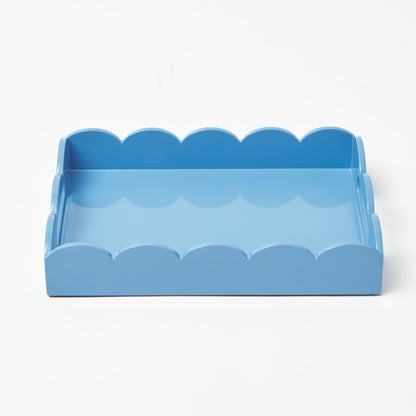 Blue Small Scalloped Lacquer Tray