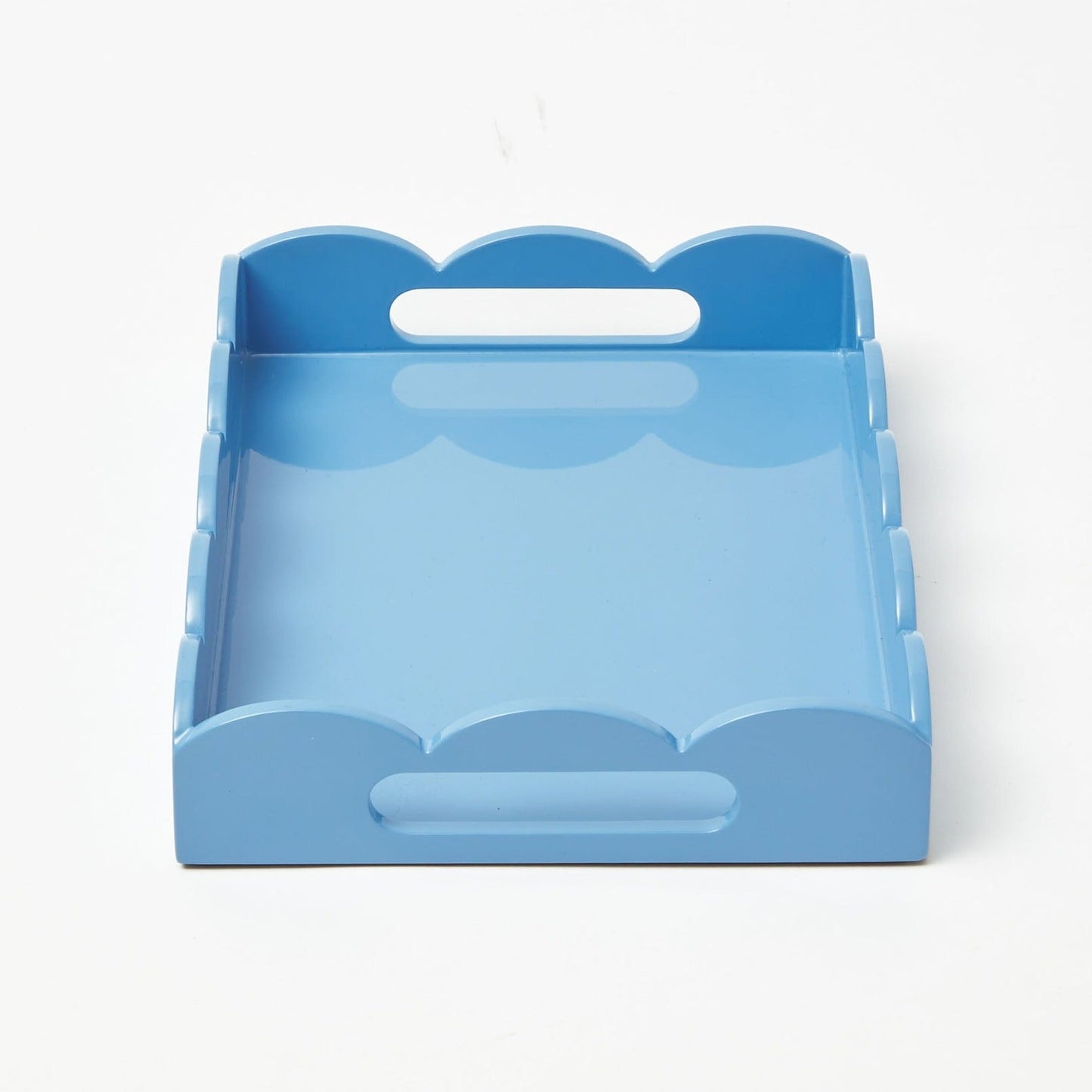 Blue Small Scalloped Lacquer Tray