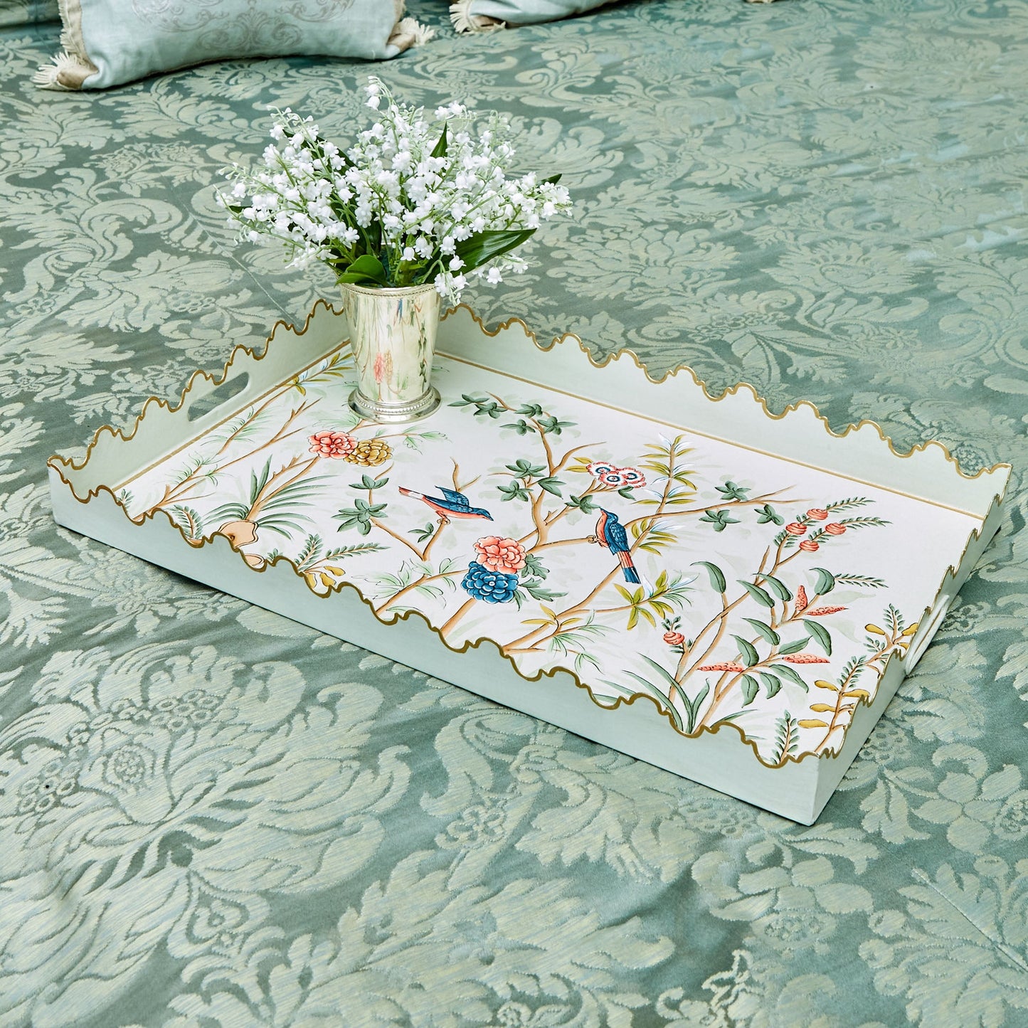 Green Chinoiserie Tole Tray