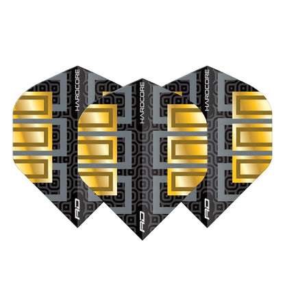 RED DRAGON - Hardcore Premium Metallic Block Flights - Black and Gold