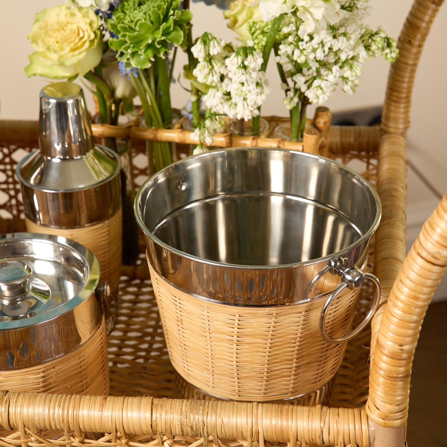 Wicker Barware Set