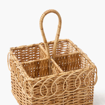Braided Rattan Cutlery Basket
