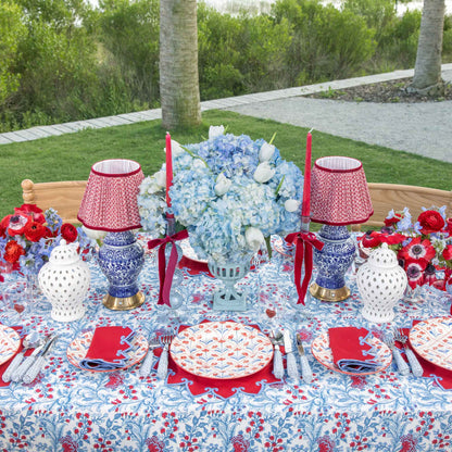 Blue & Red Floral Trellis Dinner & Starter Plates (Set of 8)