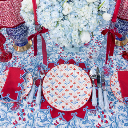 Blue & Red Floral Trellis Starter Plate