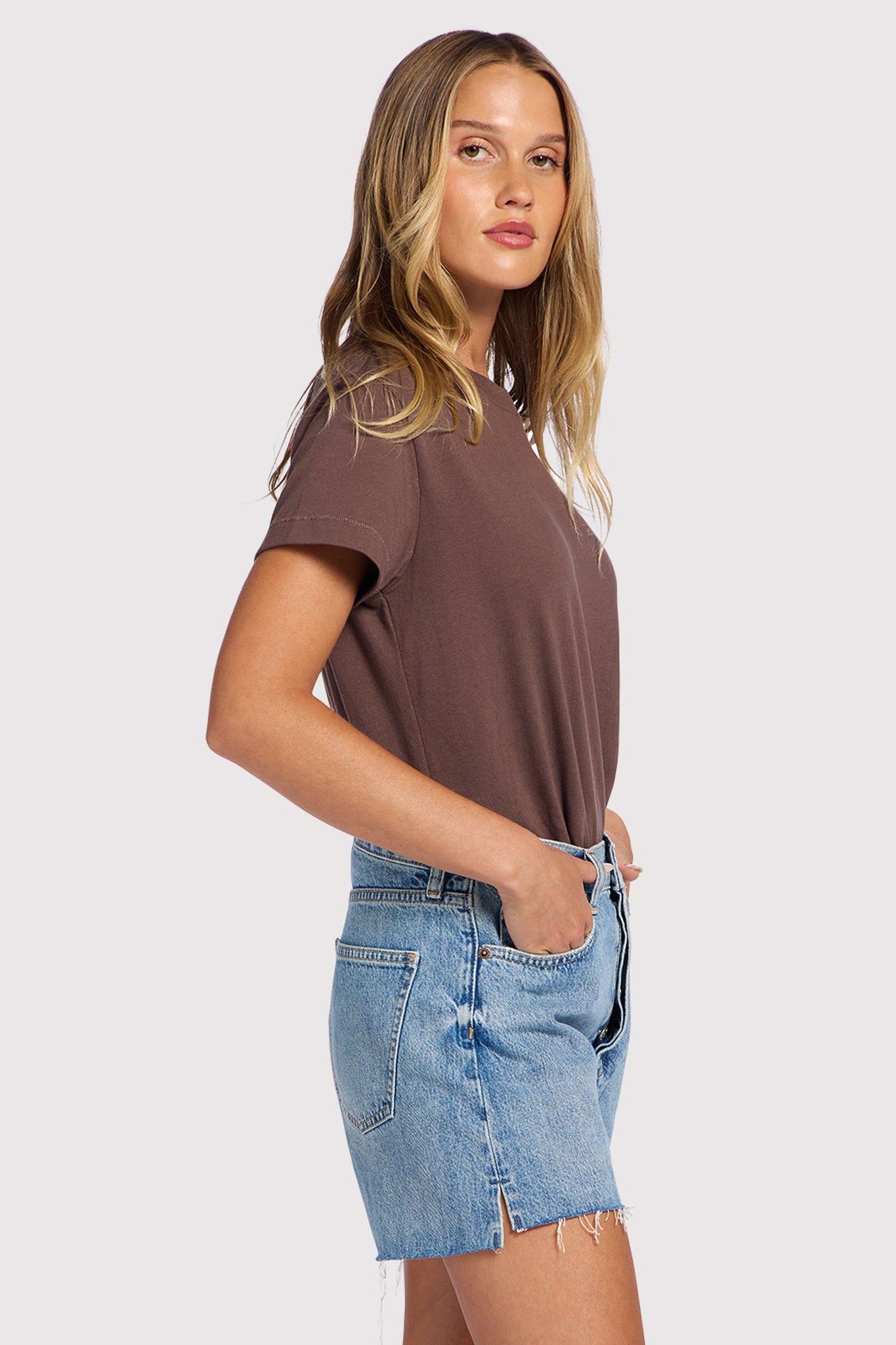 Soft Cotton Everyday T-Shirt Bodysuit | Coffee