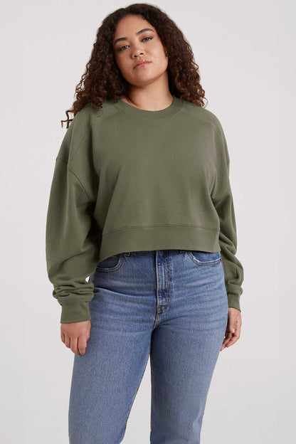 Cropped Crewneck Sweatshirt | Olive