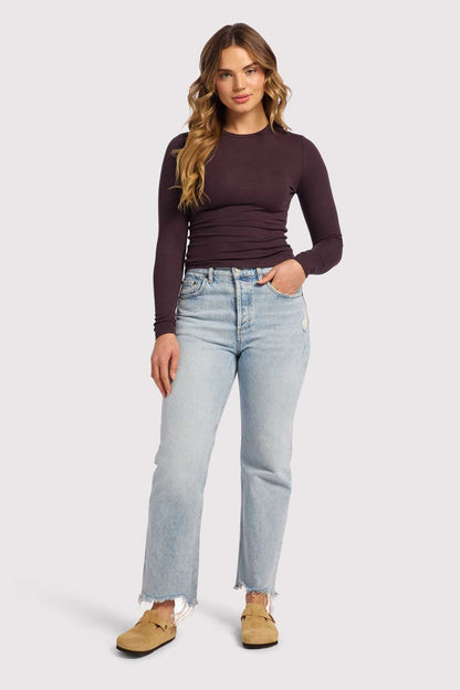 Slinky Rib Long Sleeve Shirt | Eggplant