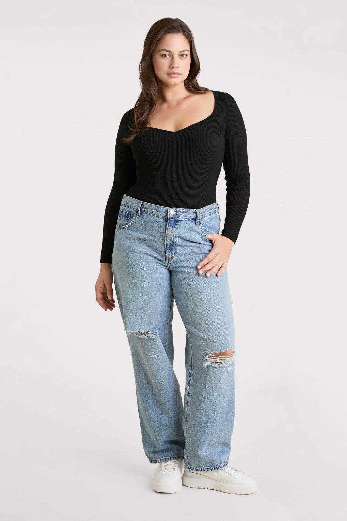 Sweetheart Sweater Bodysuit | Black