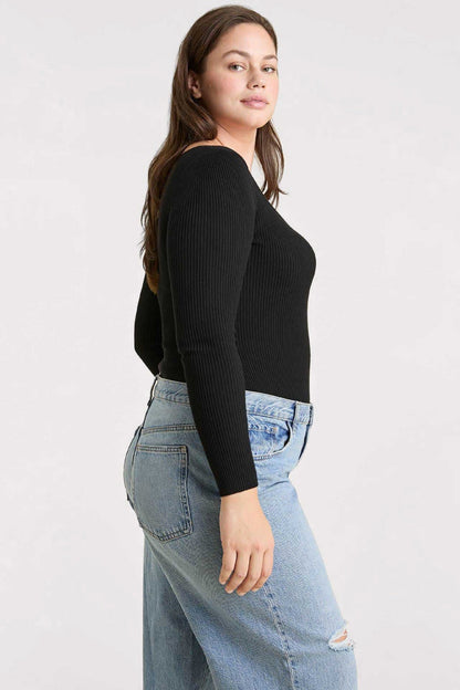 Sweetheart Sweater Bodysuit | Black