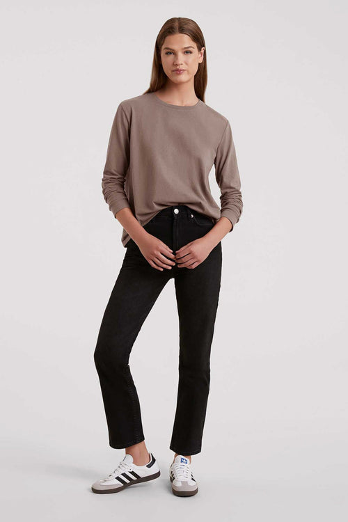 Vintage Cotton Long Sleeve Everyday T-Shirt | Mocha