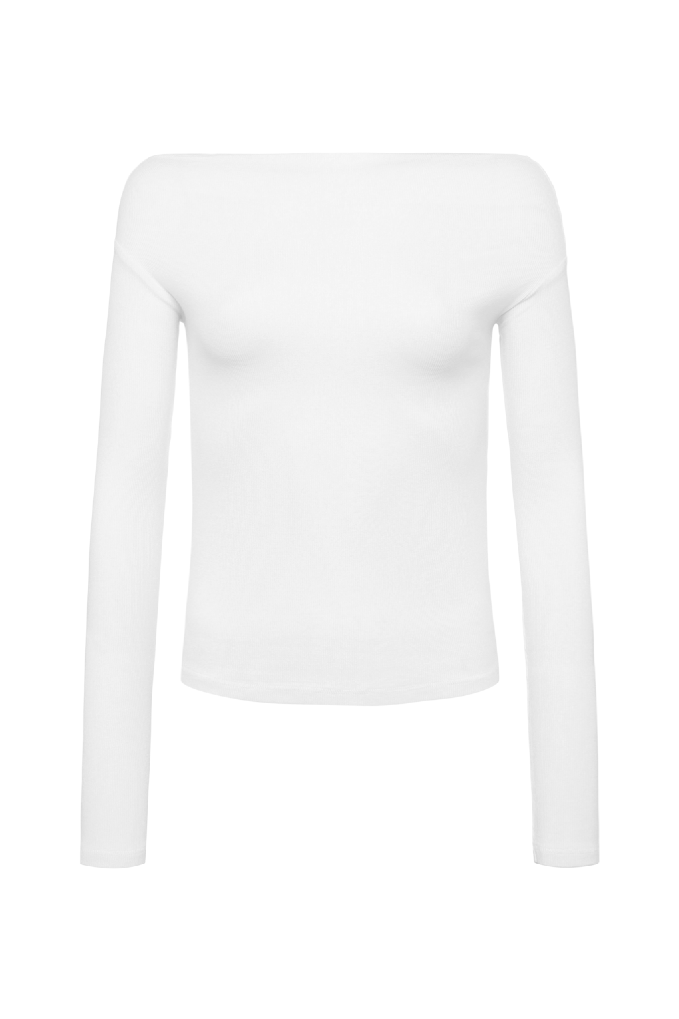 Slinky Rib Off-The-Shoulder Shirt | White