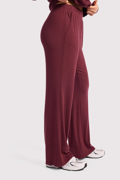 Slinky Rib Lounge Pant | Merlot