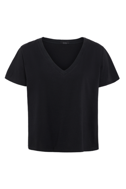 Vintage Cotton V-Neck Everyday T-Shirt | Black