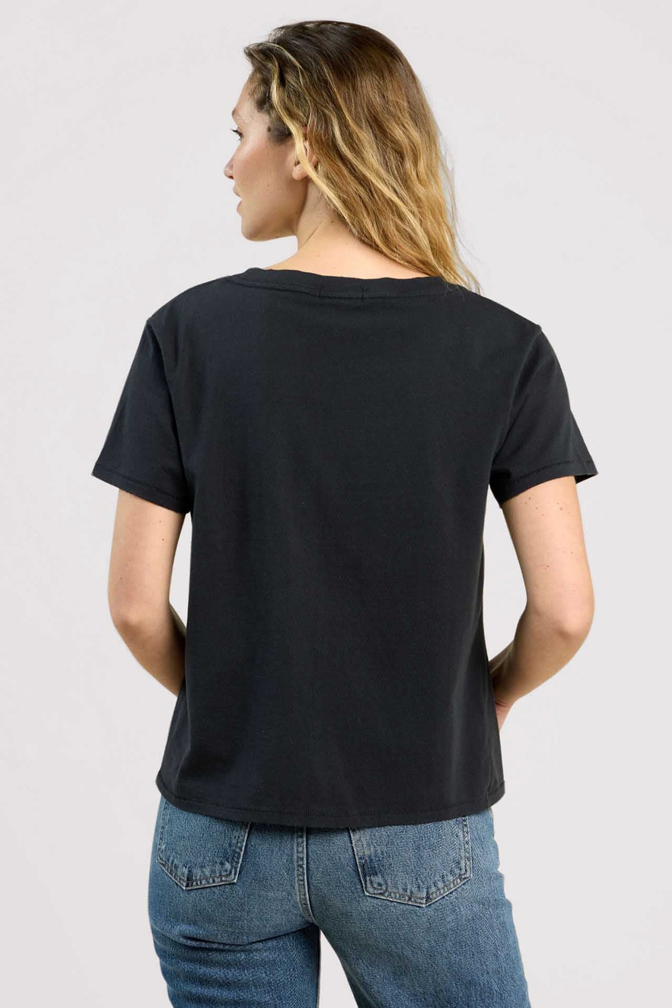 Vintage Cotton V-Neck Everyday T-Shirt | Black