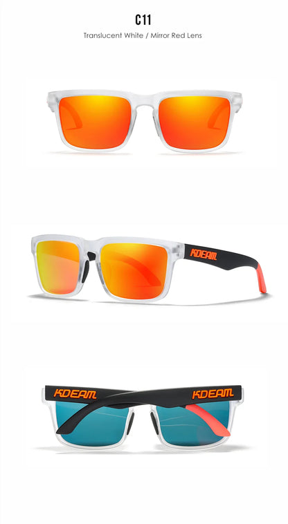 KDEAM Square Men's Polarized Sunglasses Outdoors Lifestyle Coating Sun Glasses New Matching Colors With Box
