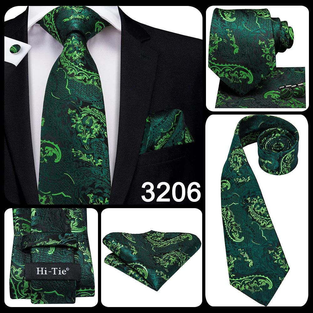 Hi-Tie 8.5cm Business Black Solid Paisley 100% Silk Men's Tie Neck Strip Ties for Men Formal Luxury Wedding Neckties Gravatas