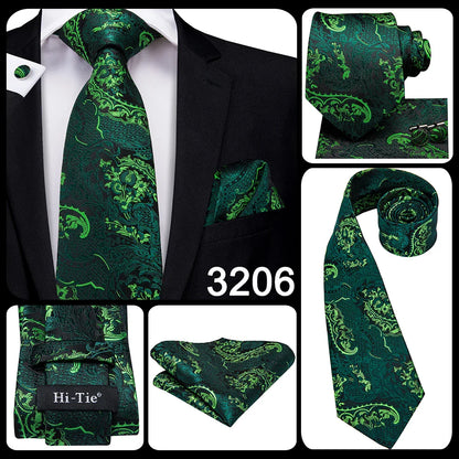 Hi-Tie 8.5cm Business Black Solid Paisley 100% Silk Men's Tie Neck Strip Ties for Men Formal Luxury Wedding Neckties Gravatas