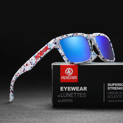 KDEAM Square Men's Polarized Sunglasses Outdoors Lifestyle Coating Sun Glasses New Matching Colors With Box