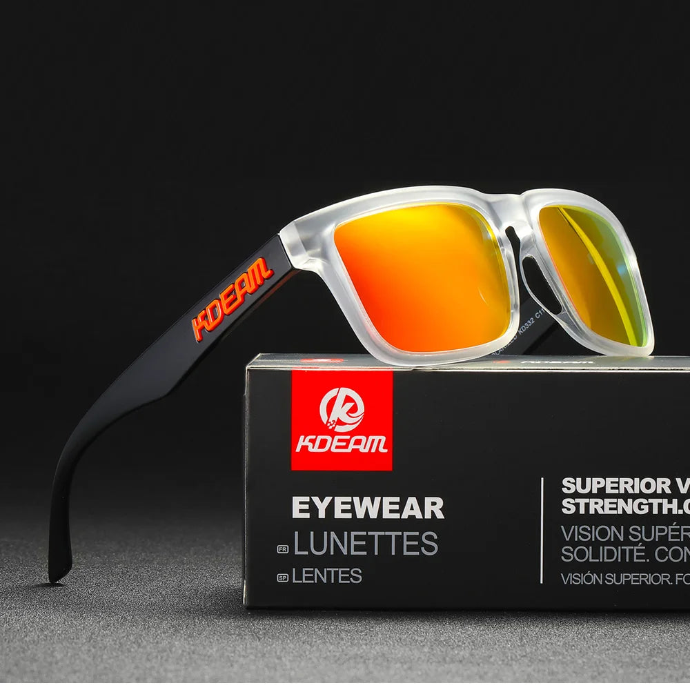 KDEAM Square Men's Polarized Sunglasses Outdoors Lifestyle Coating Sun Glasses New Matching Colors With Box
