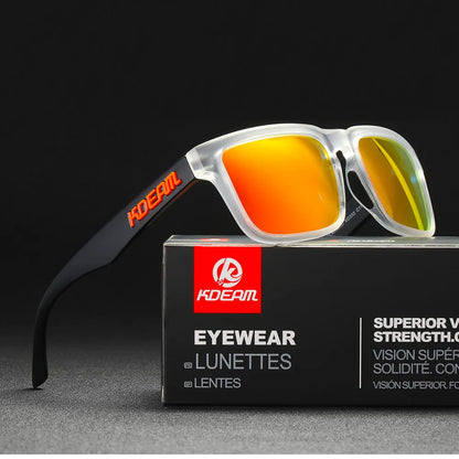 KDEAM Square Men's Polarized Sunglasses Outdoors Lifestyle Coating Sun Glasses New Matching Colors With Box