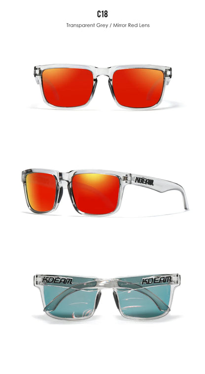 KDEAM Square Men's Polarized Sunglasses Outdoors Lifestyle Coating Sun Glasses New Matching Colors With Box