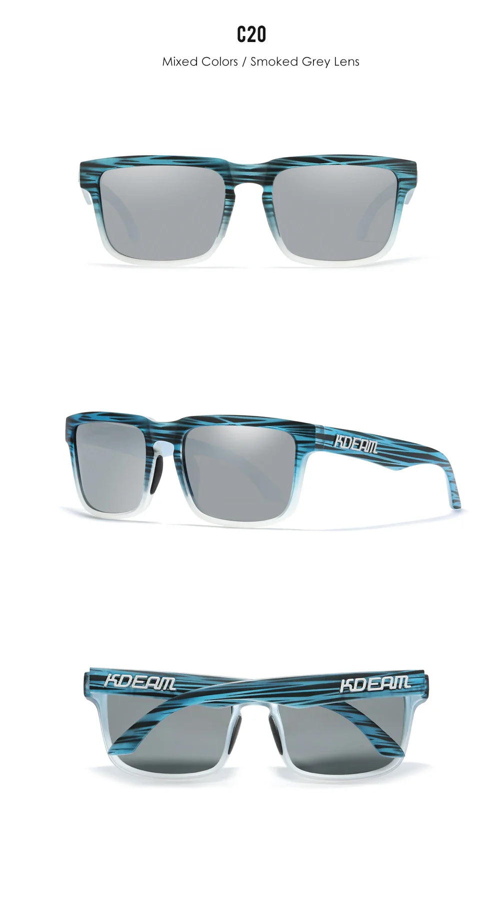 KDEAM Square Men's Polarized Sunglasses Outdoors Lifestyle Coating Sun Glasses New Matching Colors With Box