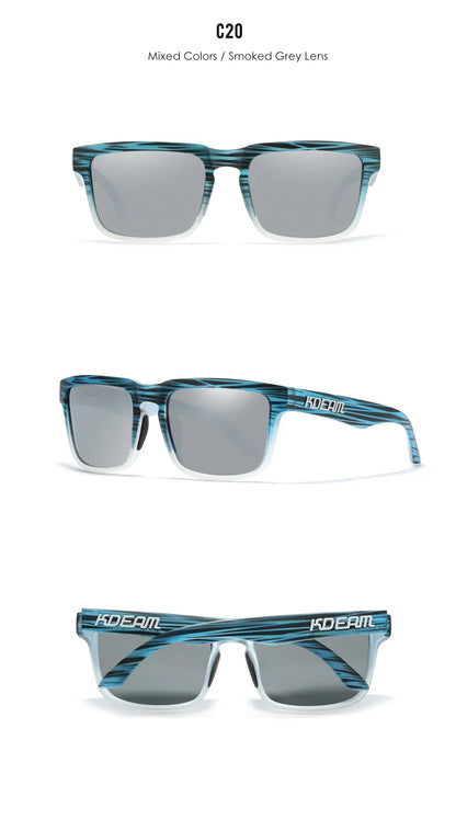 KDEAM Square Men's Polarized Sunglasses Outdoors Lifestyle Coating Sun Glasses New Matching Colors With Box
