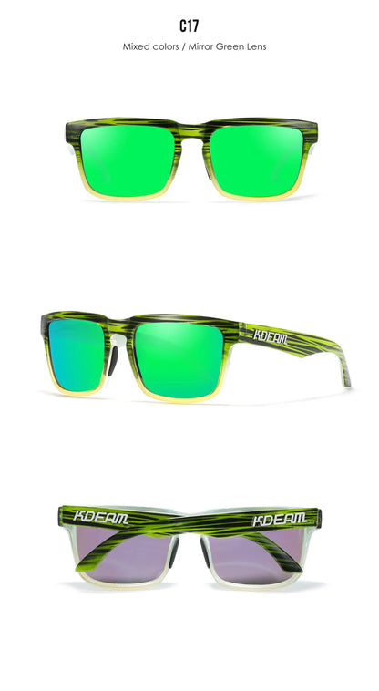 KDEAM Square Men's Polarized Sunglasses Outdoors Lifestyle Coating Sun Glasses New Matching Colors With Box