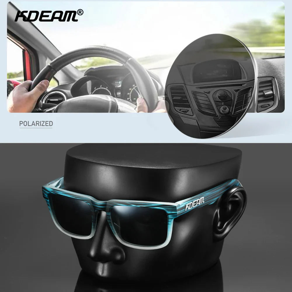 KDEAM Square Men's Polarized Sunglasses Outdoors Lifestyle Coating Sun Glasses New Matching Colors With Box