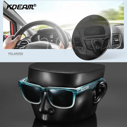 KDEAM Square Men's Polarized Sunglasses Outdoors Lifestyle Coating Sun Glasses New Matching Colors With Box