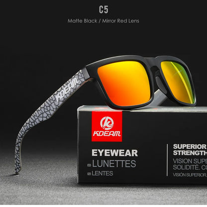 KDEAM Square Men's Polarized Sunglasses Outdoors Lifestyle Coating Sun Glasses New Matching Colors With Box