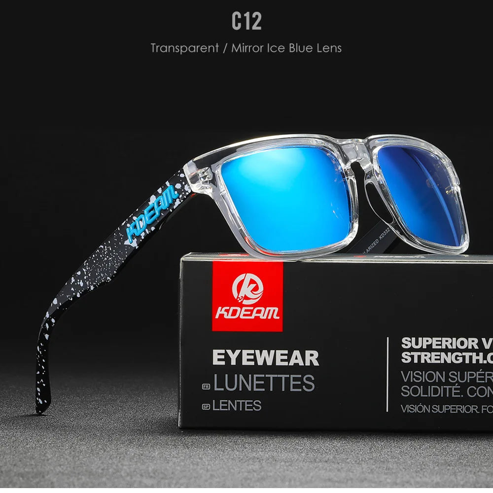 KDEAM Square Men's Polarized Sunglasses Outdoors Lifestyle Coating Sun Glasses New Matching Colors With Box