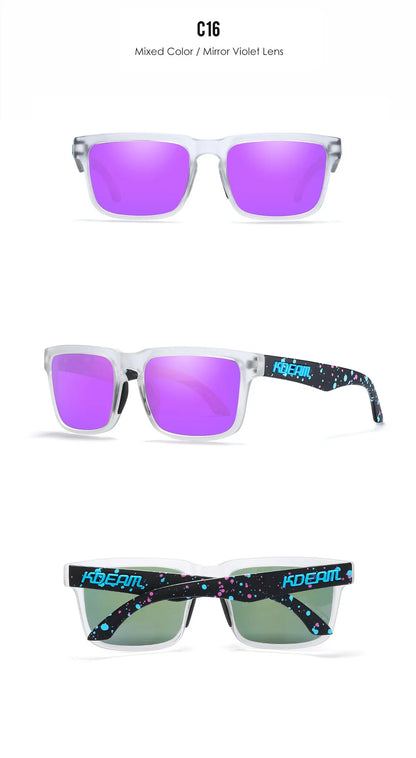 KDEAM Square Men's Polarized Sunglasses Outdoors Lifestyle Coating Sun Glasses New Matching Colors With Box