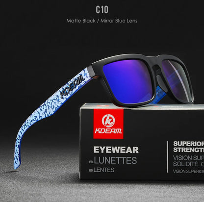 KDEAM Square Men's Polarized Sunglasses Outdoors Lifestyle Coating Sun Glasses New Matching Colors With Box
