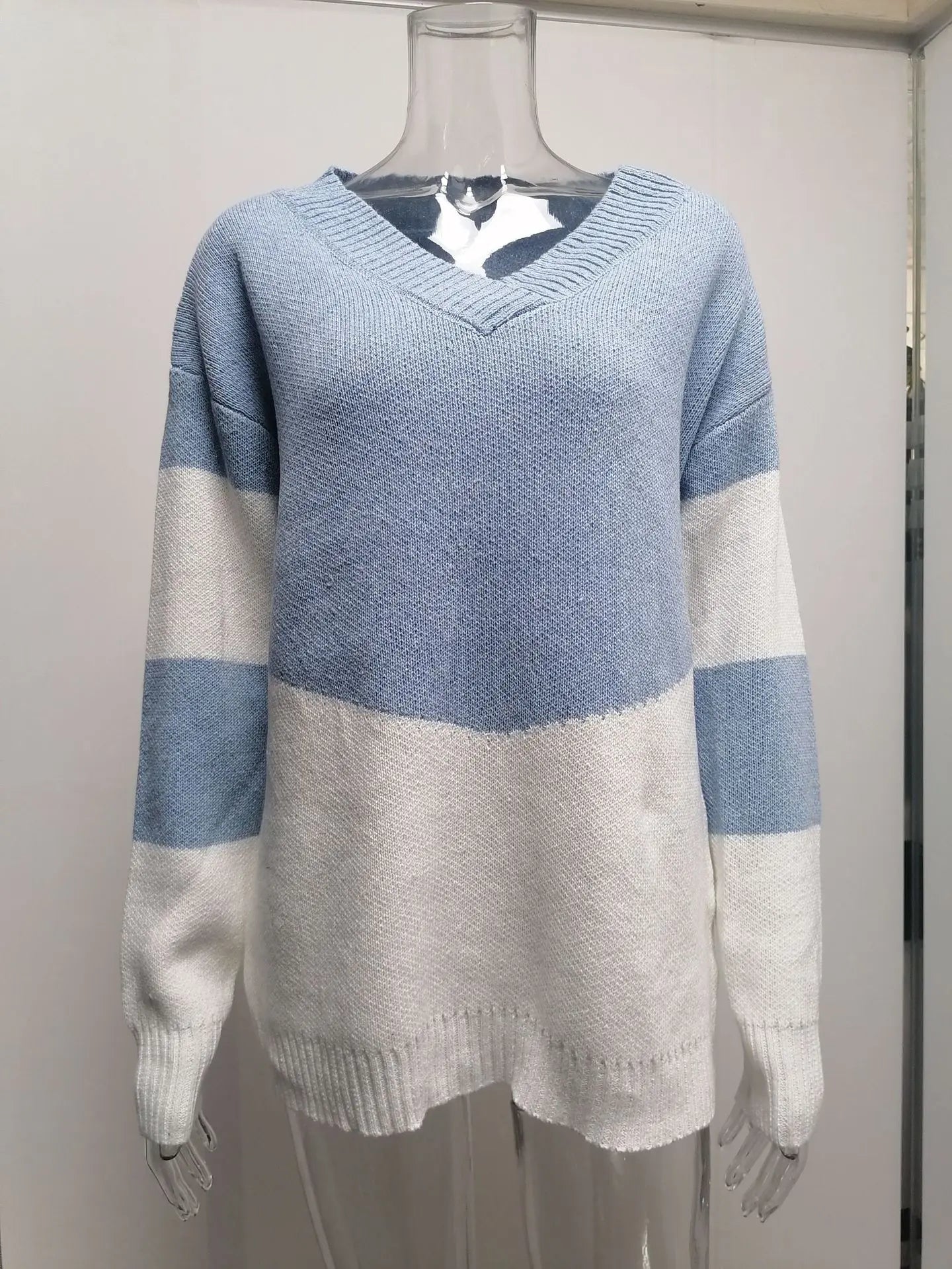 Pullovers Women Sweaters New long-sleeved 2021 Autumn Winters V Collar Loose Color Matching Sweaters Women Fashion OLN6057